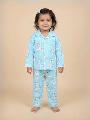 Baby and Kids Pajama Nightsuit Set - Hello Bear - 0-6 Months Baby Pyjamas Set