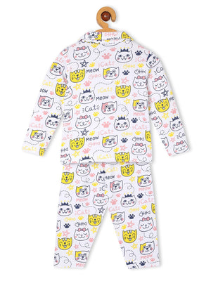 Baby and Kids Pajama Nightsuit Set - Meow Meow