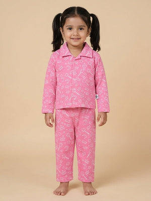 Baby and Kids Pajama Nightsuit Set- Pink-A-Boo - 0-6 Months Baby Pyjamas Set