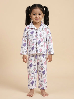 Baby and Kids Pajama Nightsuit Set- Princess Party - 0-6 Months Baby Pyjamas Set