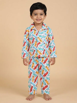 Baby and Kids Pajama Nightsuit Set- Ready To Skate - 0-6 Months Baby Pyjamas Set