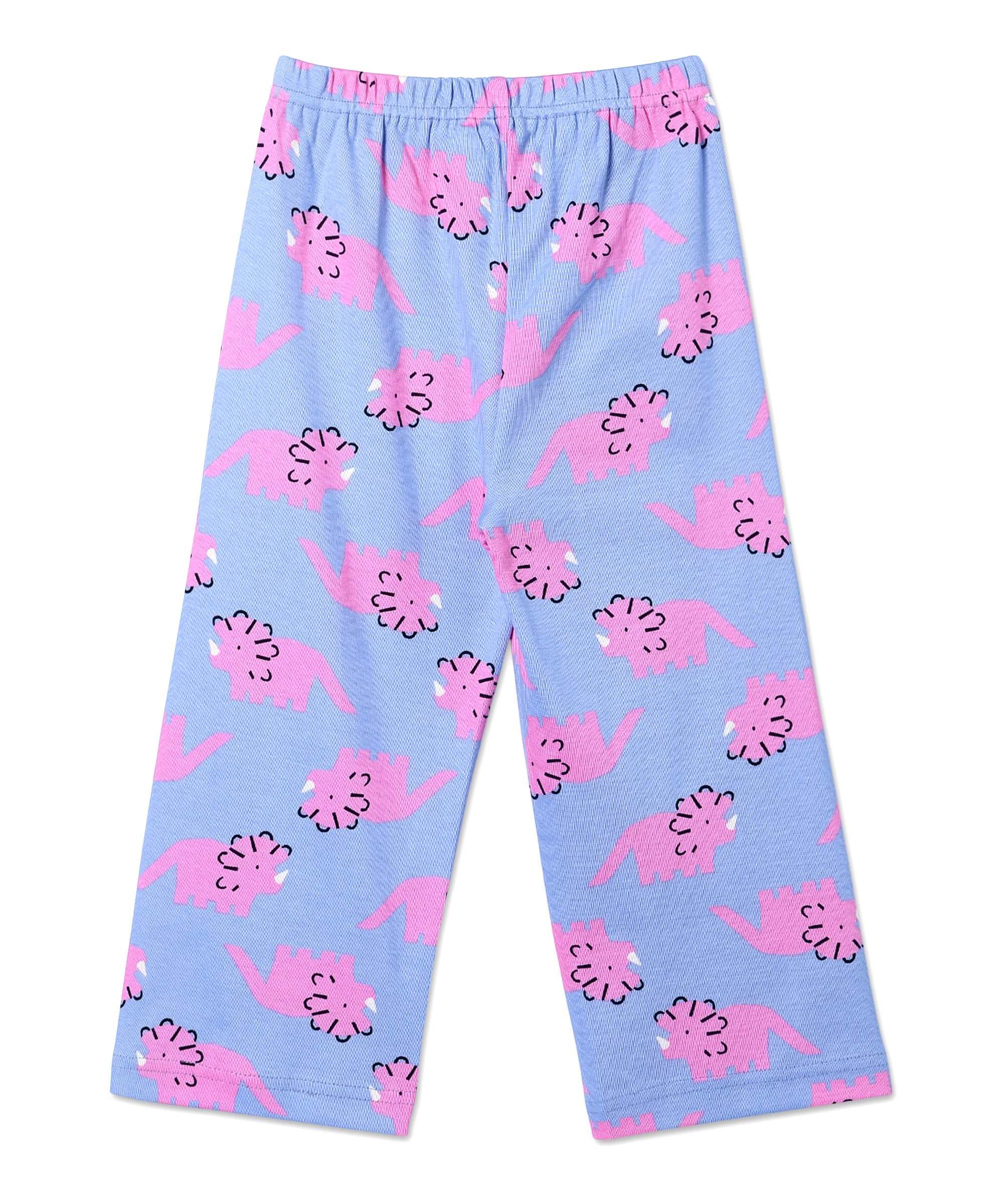 Back view of The Mom Store Roar & Rest pajama pants with repeated dinosaur design and relaxed fit.