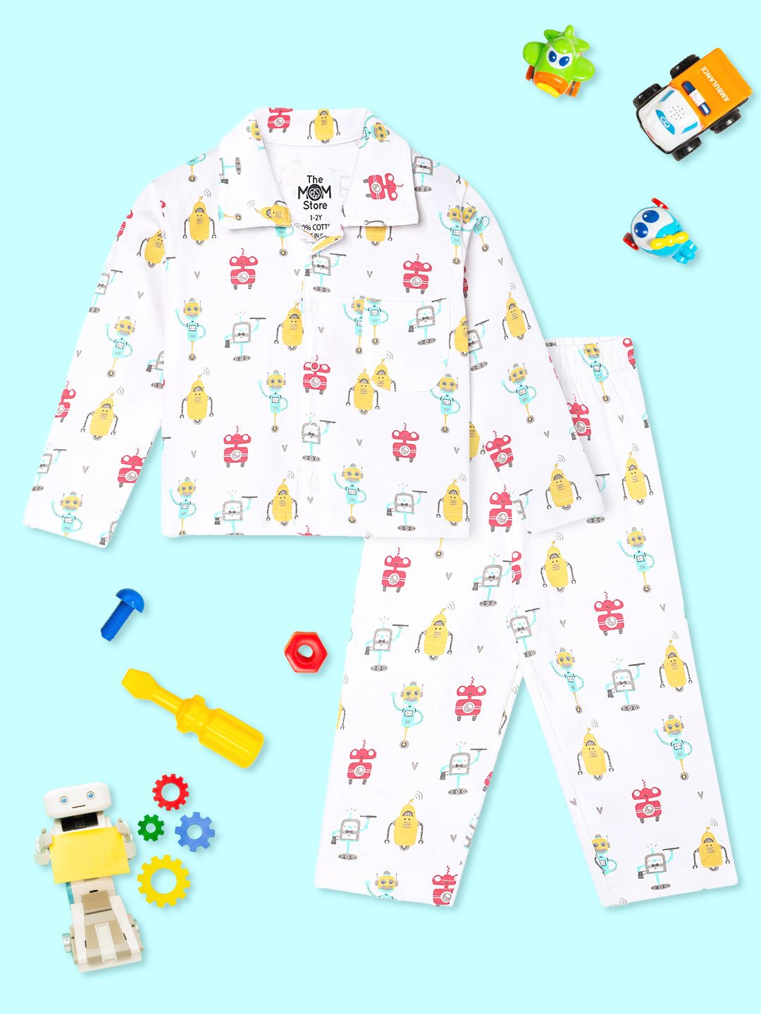Baby and Kids Pajama Nightsuit Set- Robo Club