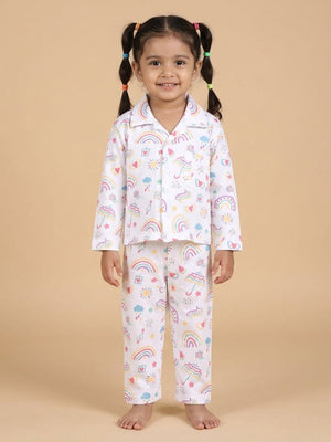 Baby and Kids Pajama Nightsuit Set- Sunshine and Rainbows - 0-6 Months Baby Pyjamas Set