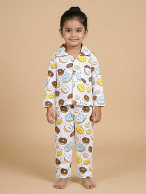 Baby and Kids Pajama Nightsuit Set - Sweet like a Doughnut - 0-6 Months Baby Pyjamas Set