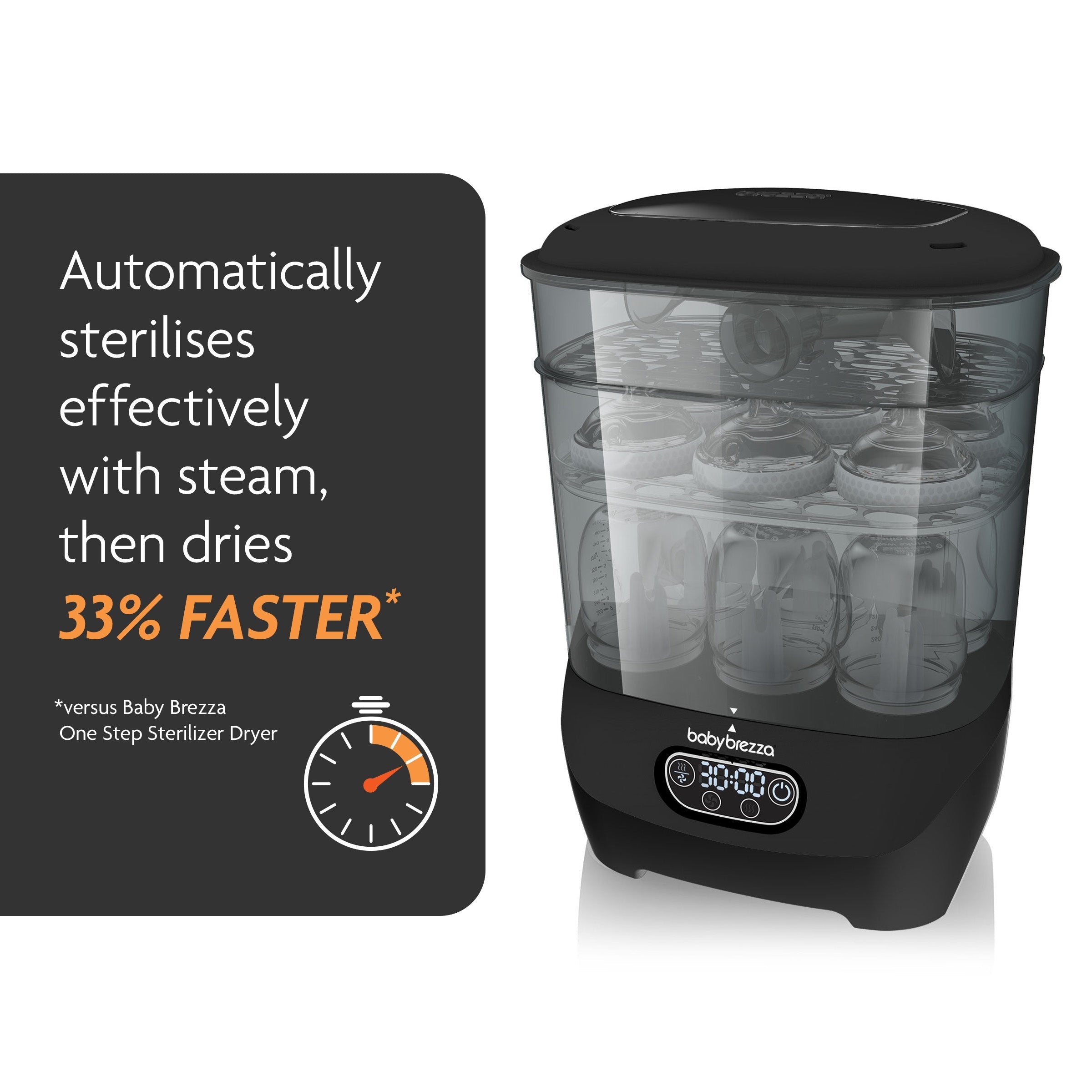 Baby Brezza One Step Baby Bottle Sterilizer And Dryer Advanced Black - BRZ0172