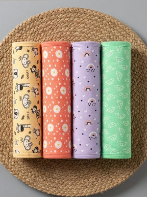 Baby Burp Cloth Combo of 4 - Vroom Vroom,Rusty Jungle, Coral Blossom & Lavender Twinkle - Onesize Baby Sleeping Bag