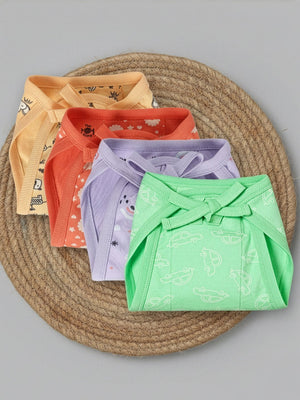 Baby Cloth Nappy Combo of 4: - Vroom Vroom,Rusty Jungle, Coral Blossom & Lavender Twinkle - Onesize Baby Sleeping Bag