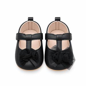 Baby Doe Black Net Rose Ballerina Prewalker - 6-9M Kids Shoes & Socks