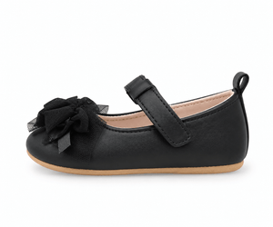 Baby Doe Black Net Rose Ballerina Prewalker - 6-9M Kids Shoes & Socks