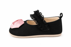 Baby doe Black Satin Rose Prewalker - 6-9M Kids Shoes & Socks