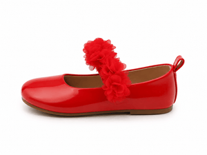 Baby Doe Glossy Red Blossom Ballerina Shoes for Girls - 20 Kids Shoes
