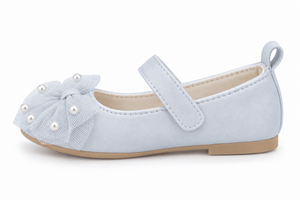 Baby Doe Grey Pearl Bow Ballerina Prewalker - 6-9M Kids Shoes & Socks