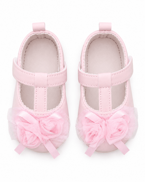 Baby Doe Pink Net Rose Ballerina Prewalker - 6-9M Kids Shoes & Socks