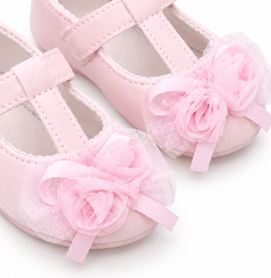 Baby Doe Pink Net Rose Ballerina Prewalker - 6-9M Kids Shoes & Socks