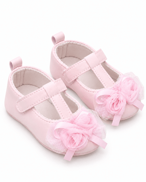 Baby Doe Pink Net Rose Ballerina Prewalker - 6-9M Kids Shoes & Socks