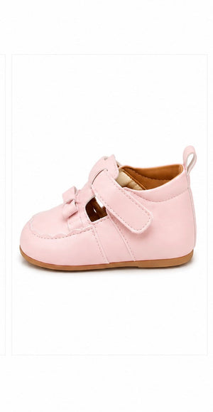 Baby Doe Pink PU Bow Ballerina Prewalker - 6-9M Kids Shoes & Socks