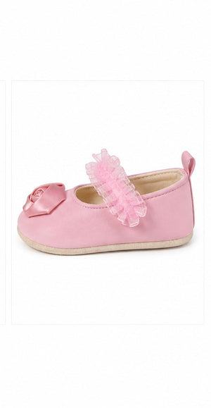 Baby Doe Pink Satin Rose Prewalker - 6-9M Kids Shoes & Socks