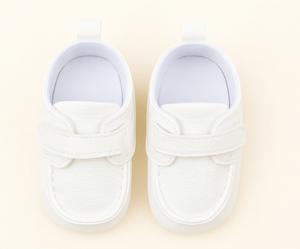 Baby Doe Velcro White Loafers Prewalker | The Mom Store - 6 - 9 months Kids Shoes