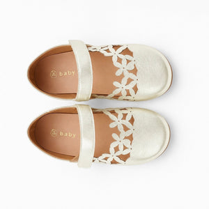 Baby Doe White Flower Power Ballerina Shoes for Girls - 20 Kids Shoes