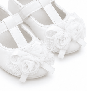 Baby Doe White Net Rose Ballerina Prewalker - 6-9M Kids Shoes & Socks