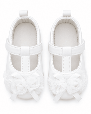 Baby Doe White Net Rose Ballerina Prewalker - 6-9M Kids Shoes & Socks