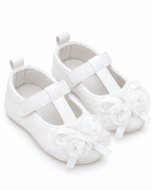 Baby Doe White Net Rose Ballerina Prewalker - 6-9M Kids Shoes & Socks