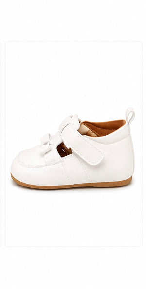 Baby Doe White PU Bow Ballerina Prewalker - 6-9M Kids Shoes & Socks