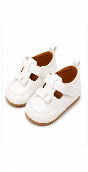Baby Doe White PU Bow Ballerina Prewalker - 6-9M Kids Shoes & Socks