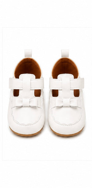 Baby Doe White PU Bow Ballerina Prewalker - 6-9M Kids Shoes & Socks