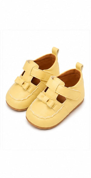 Baby Doe Yellow PU Bow Ballerina Prewalker - 6-9M Kids Shoes & Socks