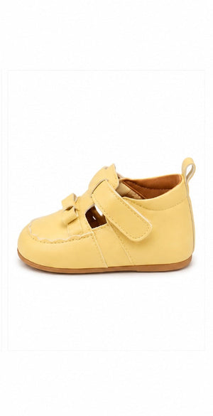 Baby Doe Yellow PU Bow Ballerina Prewalker - 6-9M Kids Shoes & Socks
