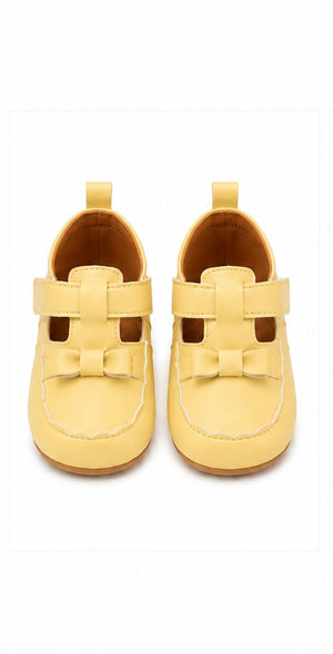 Baby Doe Yellow PU Bow Ballerina Prewalker - 6-9M Kids Shoes & Socks