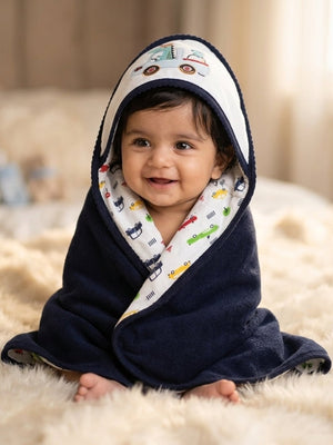 Baby Hooded Towel Blanket - Dino Ride - 0 - 3 Months Baby Hooded Towel Wraps