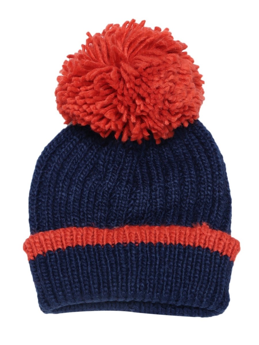 Baby Knitted Cap with Faux Fur - Blue - WNCP-FURBL-6-3Y
