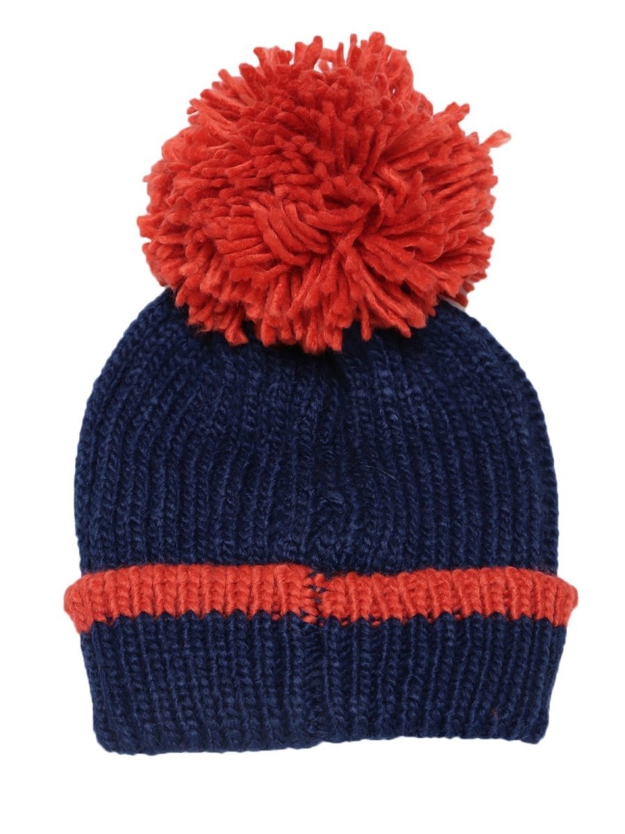 Baby Knitted Cap with Faux Fur - Blue - WNCP-FURBL-6-3Y