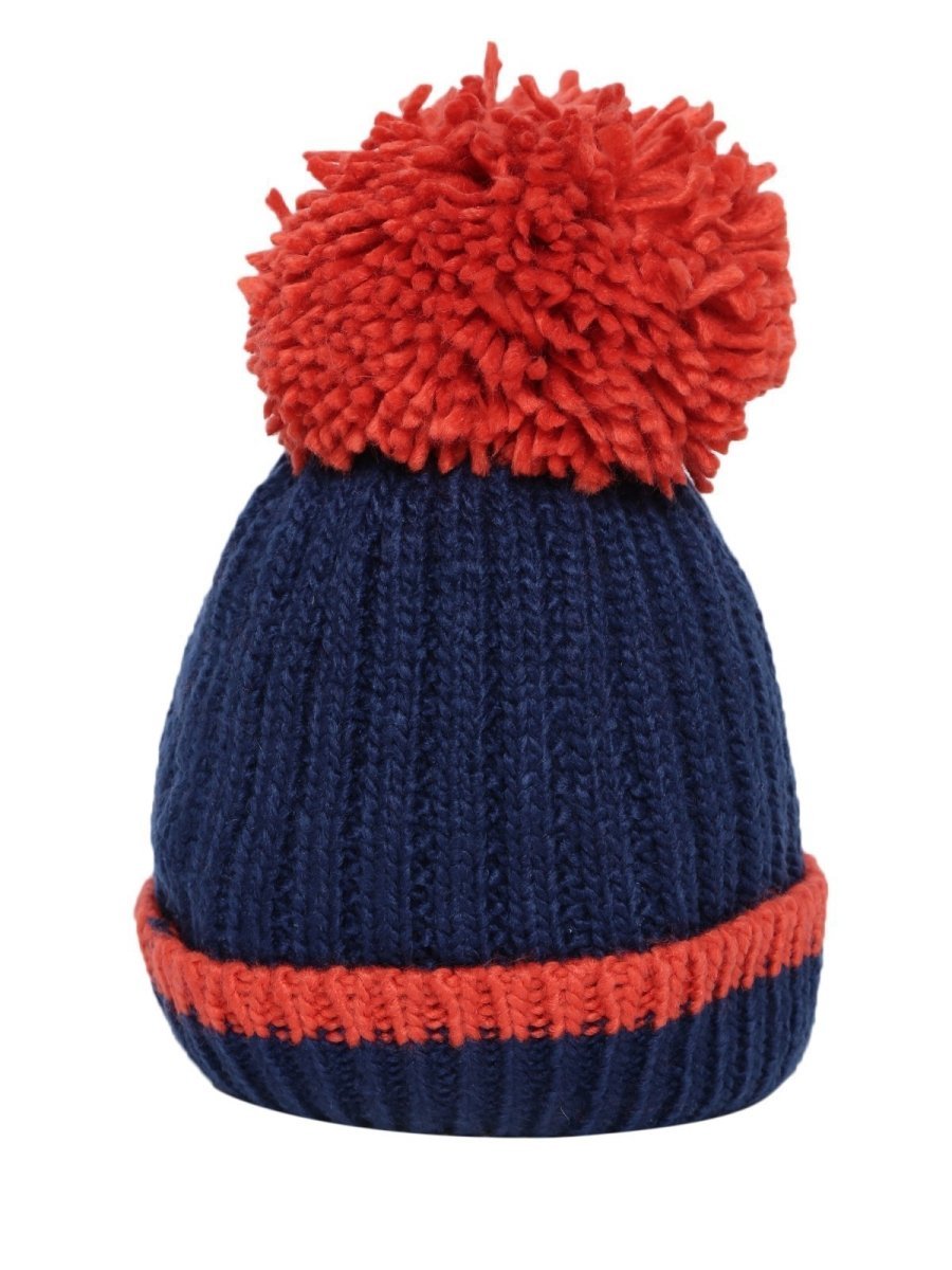 Baby Knitted Cap with Faux Fur - Blue - WNCP-FURBL-6-3Y