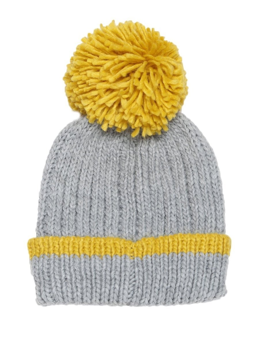 Baby Knitted Cap with Faux Fur - Grey - WNCP-FURGY-6-3Y