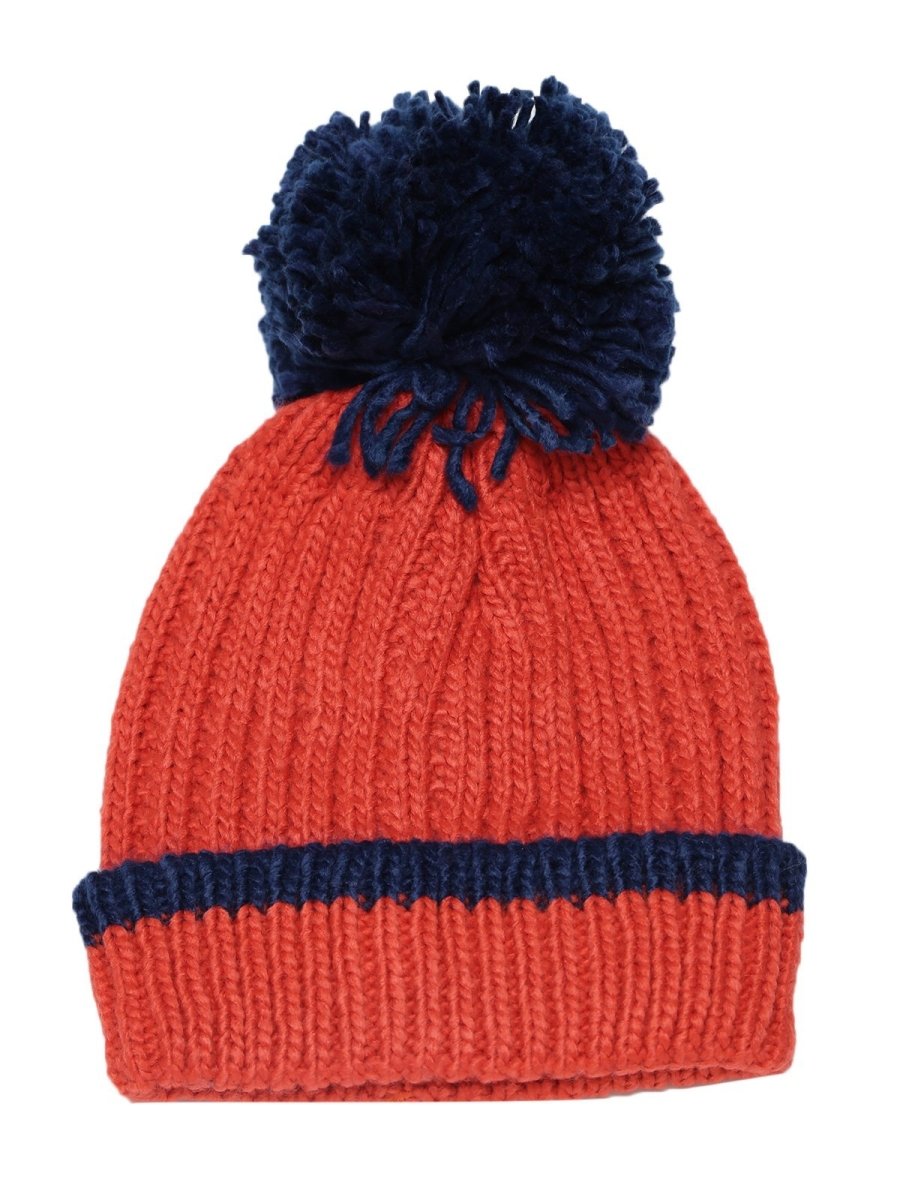 Baby Knitted Cap with Faux Fur - Red - WNCP-FURRD-6-3Y