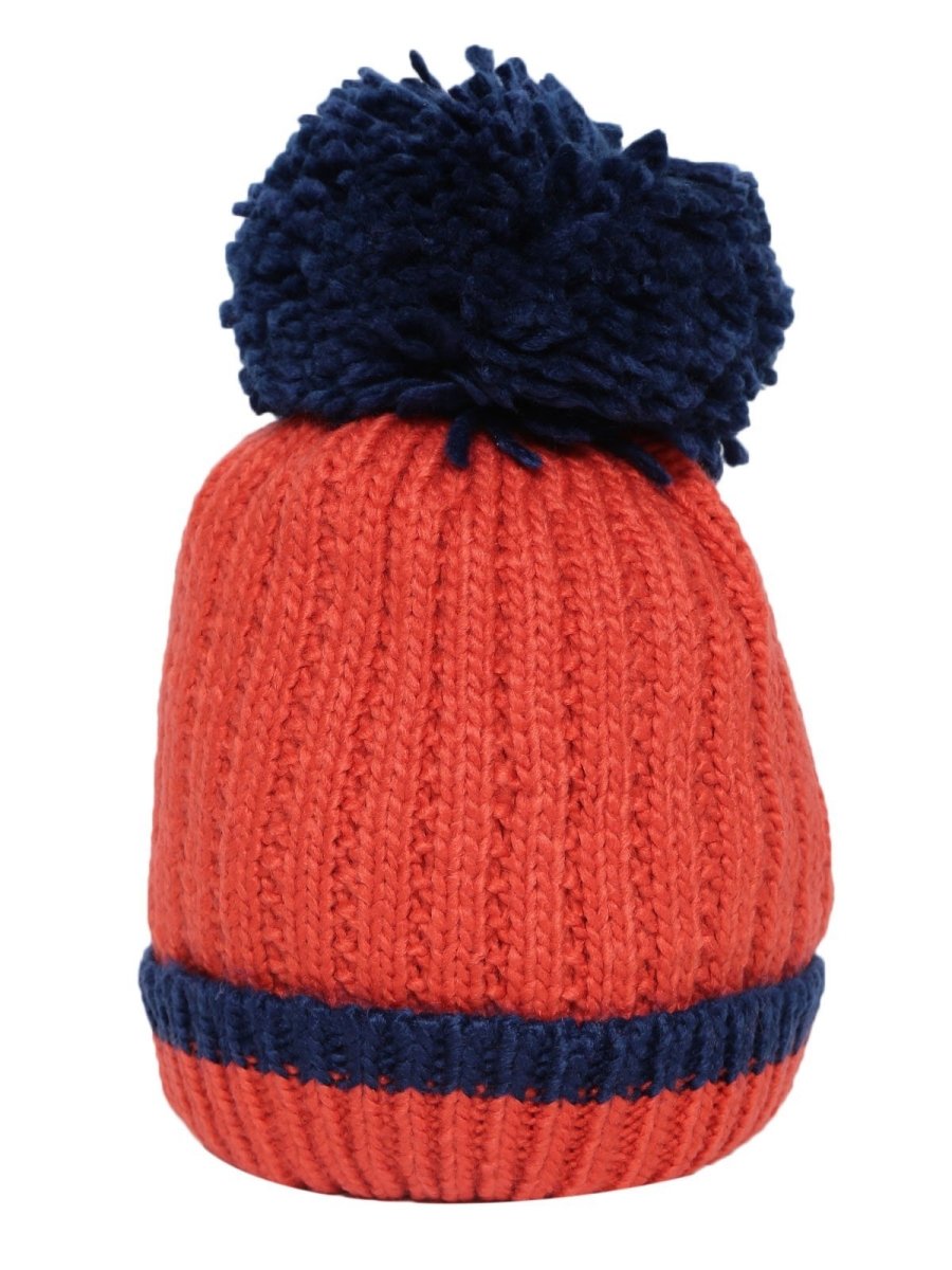 Baby Knitted Cap with Faux Fur - Red - WNCP-FURRD-6-3Y