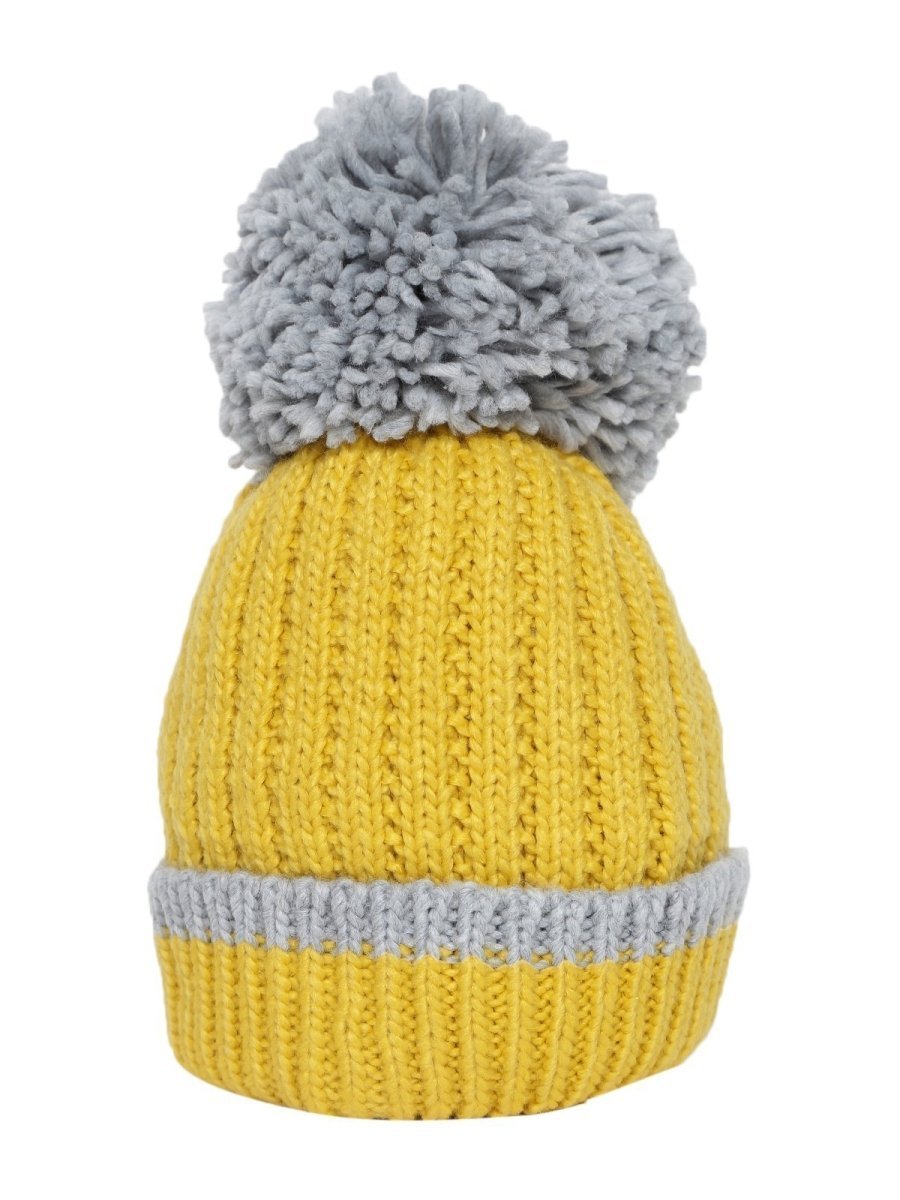 Baby Knitted Cap with Faux Fur - Yellow - WNCP-FURYW-6-3Y