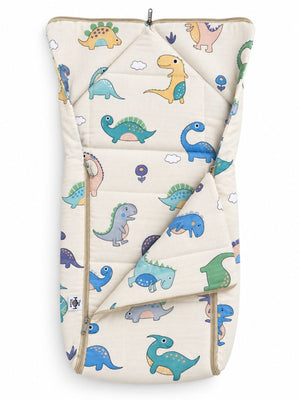 Baby Nest Muslin Sleeping Bag Portable Bed- Happy Dinos - Onesize Baby Nest