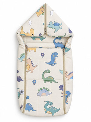 Baby Nest Muslin Sleeping Bag Portable Bed- Happy Dinos - Onesize Baby Nest