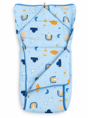 Baby Nest Muslin Sleeping Bag Portable Bed- Little Rainbow Dreams - Onesize Baby Nest