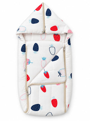 Baby Nest Muslin Sleeping Bag Portable Bed- Sweet Berry Days - Onesize Baby Nest