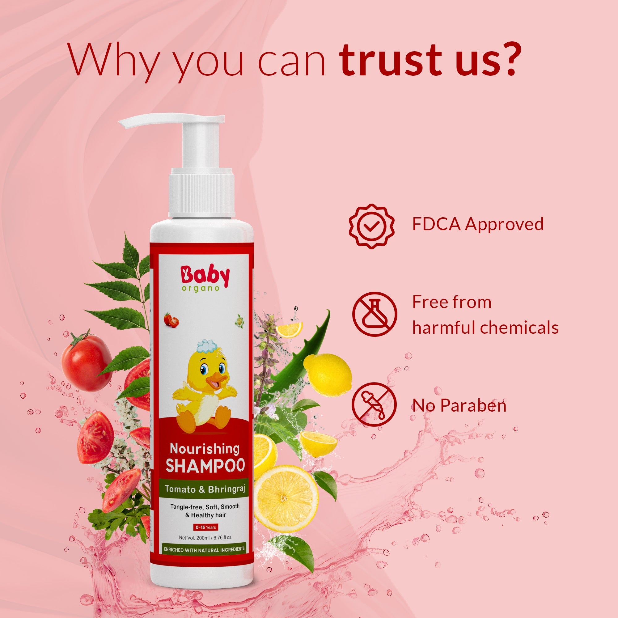 Baby Organo Ayurvedic Baby Shampoo for 0 - 15 Years Kids 200ml - BOTMSSHAMPOO