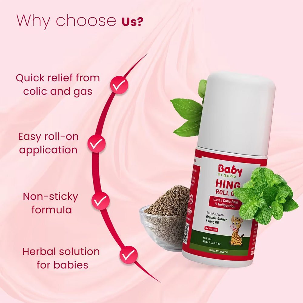 Baby Organo Ayurvedic Colic Relief Roll - On (0+ Months) - Anti Colic Hing Roll On