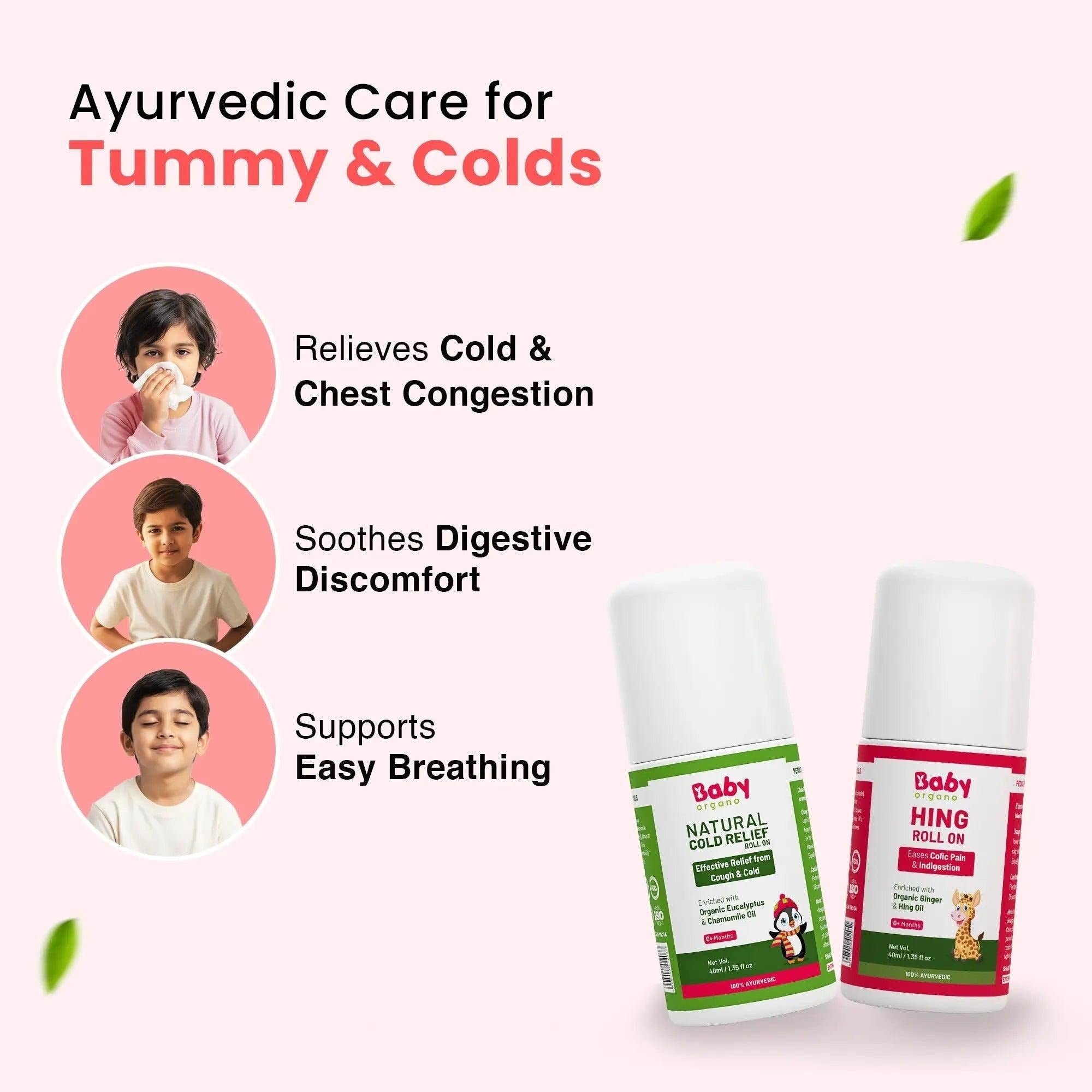 Baby Organo Ayurvedic Hing & Cold Relief Roll On Combo - Cold Relief Roll On