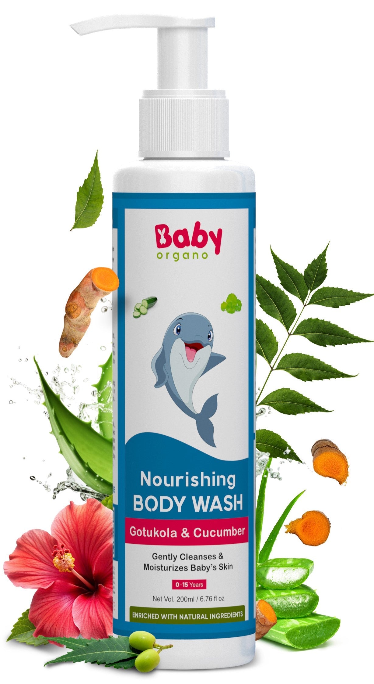 Baby Organo Baby Body Wash Head to Toe 200ml for Kids | Tear Free - BO_WASH