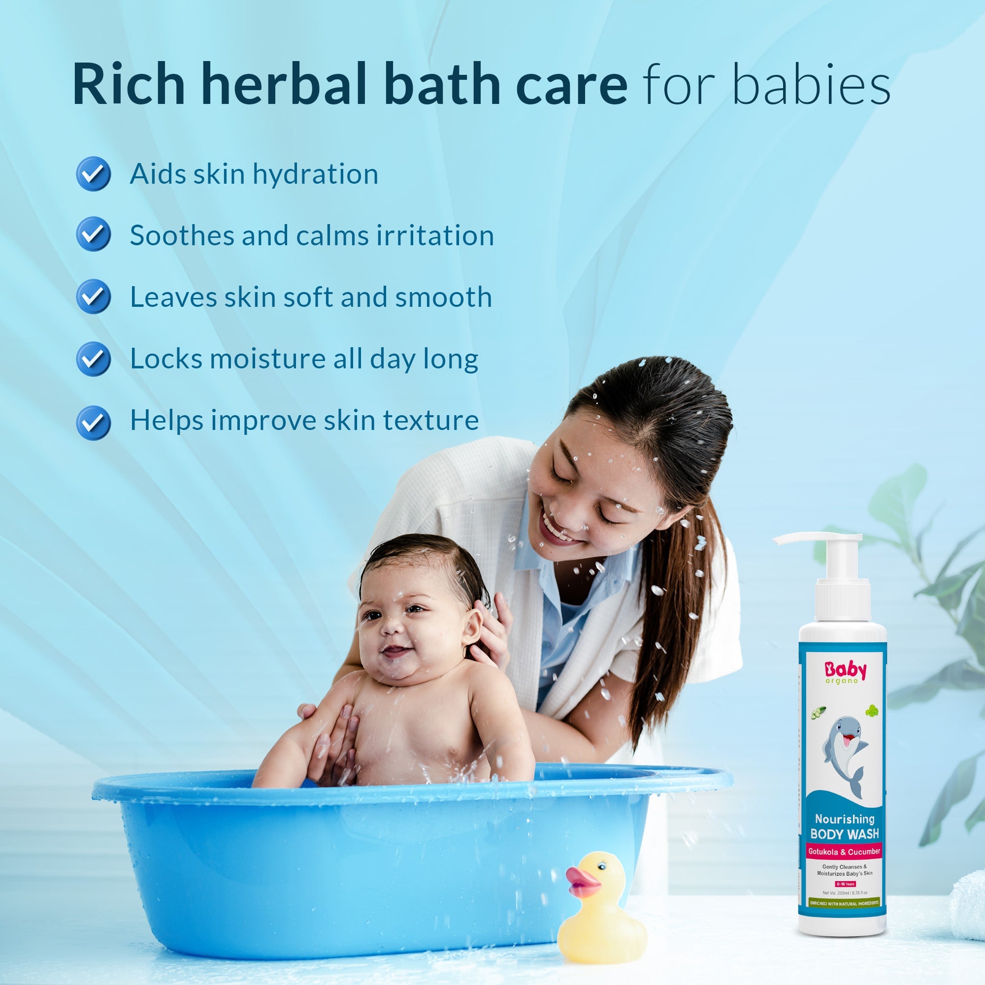 Baby Organo Baby Body Wash Head to Toe 200ml for Kids | Tear Free - BO_WASH